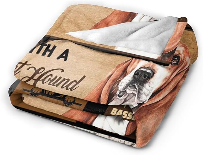 Basset Hound Blanket Dog Throw Blanket Soft Warm Cozy Fuzzy Plush Dogs Throw Blanket Bedding Gifts for Dog Lover Girls Women Fleece Flannel Gift Blankets for Kids Adults 40"X50"
