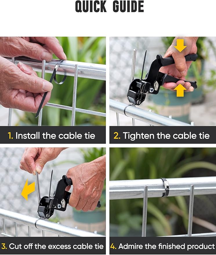 Metal Zip Ties Black,With Special Fastening And Cutting Tools,150 Pcs 11.8 Inch,Multi-Purpose Stainless Steel Cable Ties, Suitable For Agricultural Fencing, Garden Chain Link Fence Fixing, Pipe Tying.