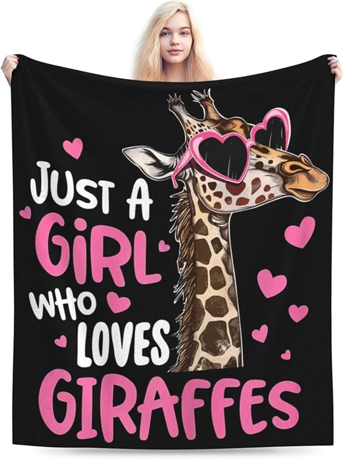 Giraffe Blanket Super Cozy Soft Giraffe Throw Blanket Warm Plush Fluffy Just a Girl Who Loves Giraffes Lightweight Fleece Flannel Gifts Blankets for Kids Adults 50"X40"
