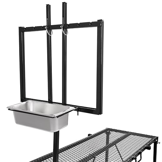 HECASA Sheep Milking Stand Livestock Feeder Rack Adjustable Headpiece w/Removable Feeding Tray Portable Farm Ranch Livestock Stand for Hoof Trimming Shearing Grooming Grooming (Black)