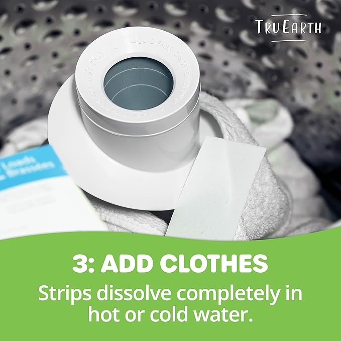 Tru Earth Compact Dry Laundry Detergent Sheets, Unscented - Up to 768 Loads (384 Count) - Paraben-Free - Original Eco-Strip Liquidless Detergent, Travel Sheets, Bulk