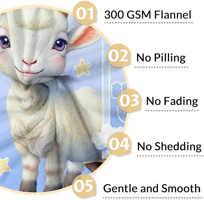 Goat Blanket for Girls - 30x40 Inches Lap Size - Soft Fuzzy Plush Throws Gift - Blue Funny Throw Blanket for Couch, Office