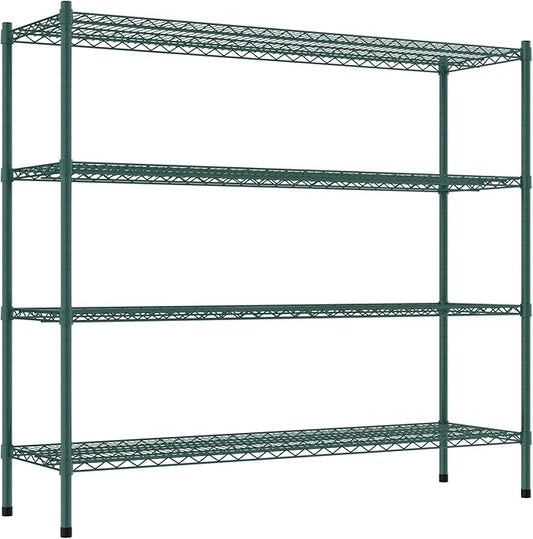 Commercial NSF Listed Green Epoxy Stationary Wire Shelving Kit 18" x 60" x 54", with 4 Shelves Perfect for Warehouse, Walk-in Refrigerator, Freezer, Grocery Store, Restaurant, Dishroom