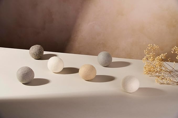 Madison Home Wool Dryer Balls, 6-Pack XL Laundry Dryer Balls, Reusable Natural Fabric Softener, Reduces Wrinkles and Drying Time