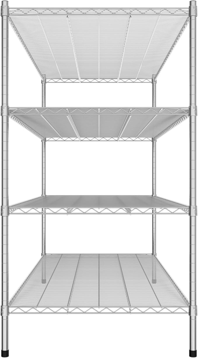 Commercial NSF Listed Chrome Stationary Wire Shelving Kit 30" x 72" x 54", with 4 Shelves Perfect for Warehouse, Walk-in Refrigerator, Freezer, Grocery Store, Restaurant, Dishroom