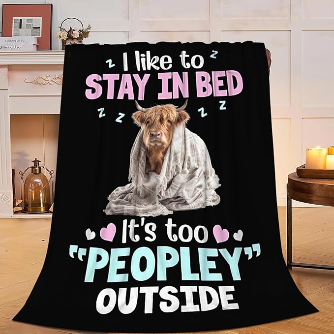 Highland Cow Blanket, Soft Plush Fleece Animal Throw Blanket - Cozy Warm Stuffed Blankets Bedding Funny Cow Gifts for Women Girls Kids Adults 60"X80"
