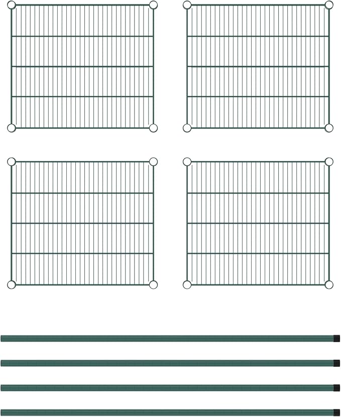 Commercial NSF Listed Green Epoxy Stationary Wire Shelving Kit 21" x 24" x 54", with 4 Shelves Perfect for Warehouse, Walk-in Refrigerator, Freezer, Grocery Store, Restaurant, Dishroom