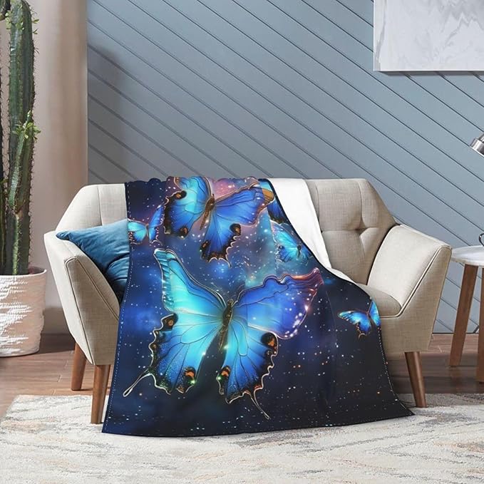 Butterfly Blanket Butterflies Blankets Fleece Plush Flannel Super Soft Cozy Fuzzy Warm Lightweight Stuff Butterfly Decor Gifts for Boys Girls Kids Adults Men Women 60" x 80"