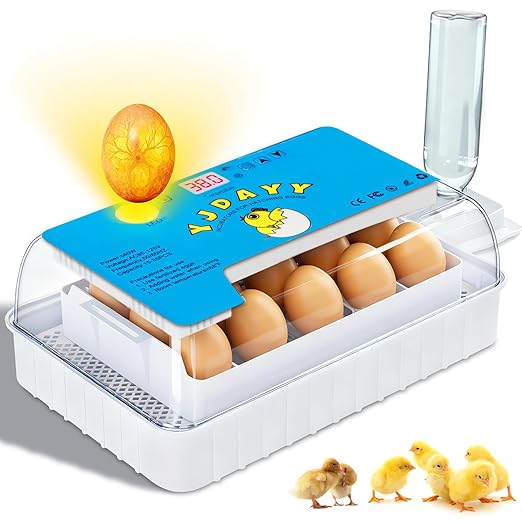 Incubators for Hatching Eggs 15-35 Eggs Incubator with Automatic Egg Turning and Temperature Humidity Control Display LED Candler Poultry Incubator for Hatching Chicken Duck and Quail Incubator (Blue)
