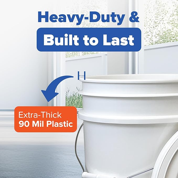 ePackageSupply Premium 5 Gallon Food Grade Plastic Pail with Gamma Seal Lid | Made in USA | BPA-Free | Heavy-Duty 90 Mil | Airtight Stackable Container, 12 Count