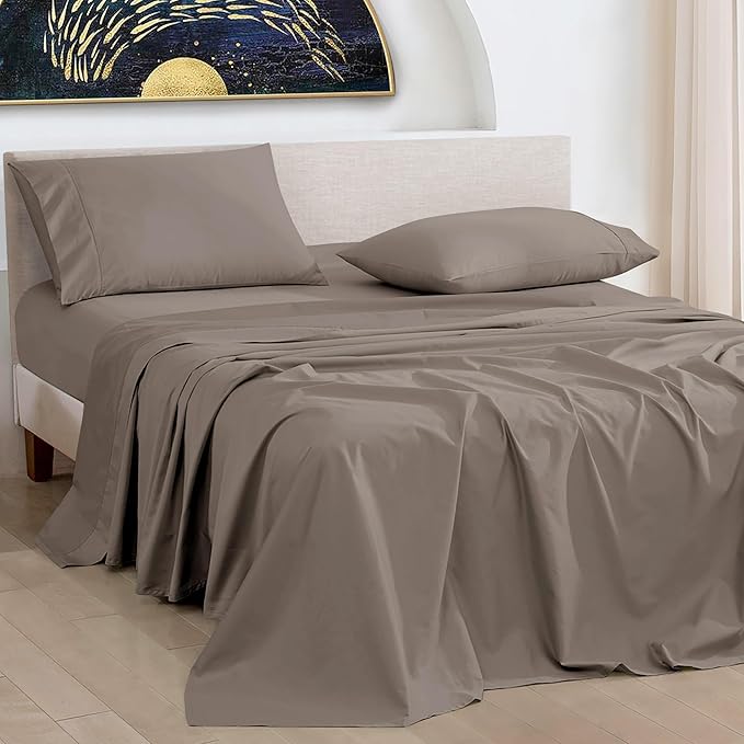 URBANHUT 1000 Thread Count Egyptian Cotton Sheets Queen Size, Long Staple Soft & Breathable, 4 Pc Bed Sheet Sets, Luxury Hotel Sateen Sheets Fits 16" Deep Pocket - Dark Grey