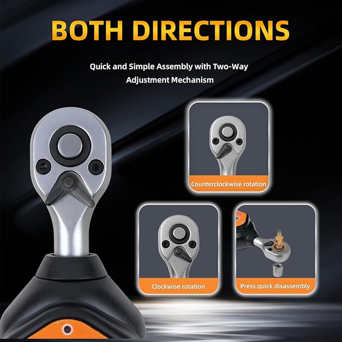 Digital Torque Wrench, 73.7 Ft.lbs/3-100 N.m, 1/2 in Drive Rachet Torque Wrench with Buzzer & LED Indicator Four Units of Measure Torque Wrenches Digital