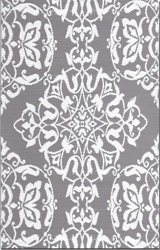 Mad Mats Traditional Outdoor Rug, Reversible Plastic Mat (5' x 8', New Wrought Iron - Cool Silver)