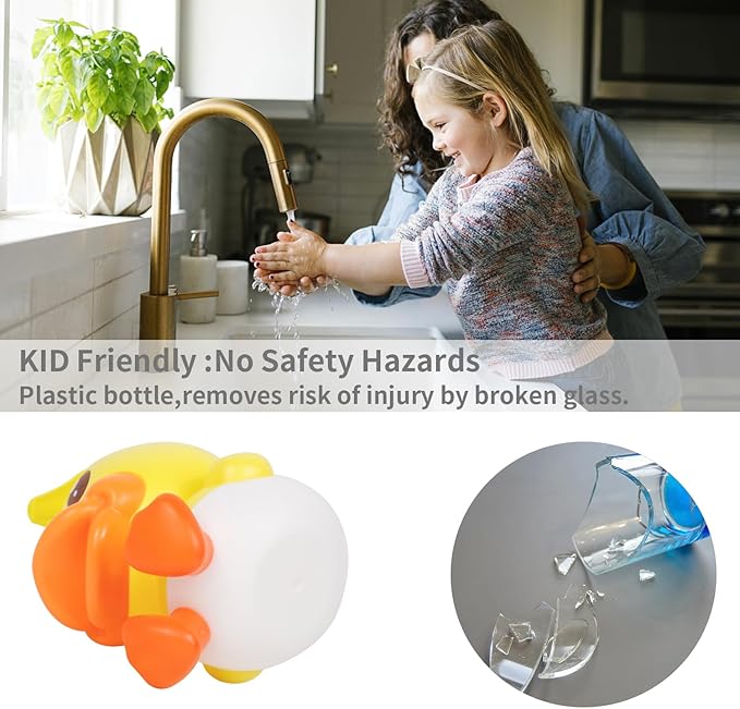 Super Cute 3D Soap Dispenser for Bathroom Toilet Kitchen Dish Soap Shampoo Lotion Hand Sanitizer Shower Cartoon Animal Duck Birthday Gift Empty Refillable Pump Bottle Yellow Blue