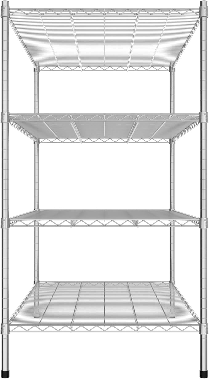 Commercial NSF Listed Chrome Stationary Wire Shelving Kit 30" x 48" x 54", with 4 Shelves Perfect for Warehouse, Walk-in Refrigerator, Freezer, Grocery Store, Restaurant, Dishroom