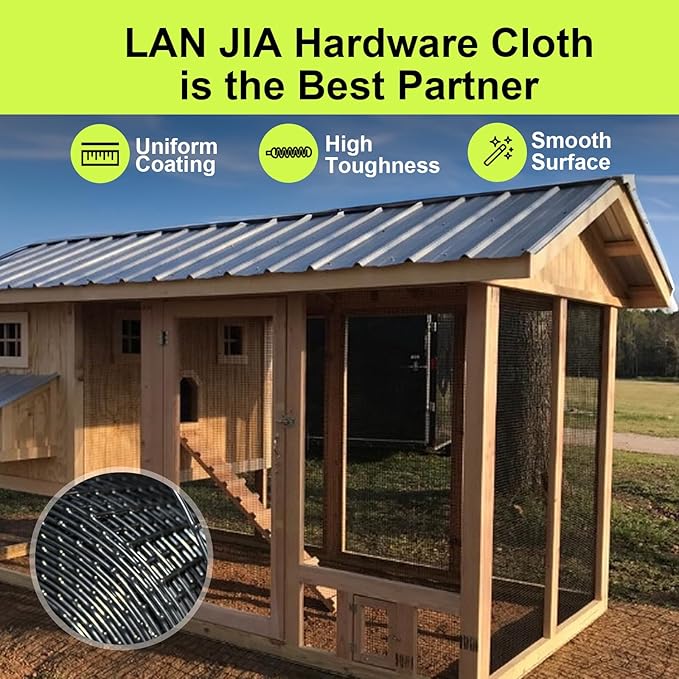 Black Hardware Cloth Roll 1/2 inch 24 inch x 100 Foot - Chicken Wire Fence Roll Garden Fence Mesh Wire Fence Welded Wire Fencing