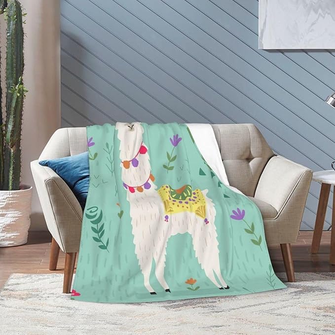 Llama Blanket Super Cozy Soft Alpaca Animal Blanket Warm Plush Fluffy Llama Alpaca Stuff Gifts for Women Girls Fleece Flannel Gift Blankets for Kids Adults 60"X50"