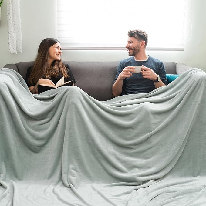 PHF Oversized King Fleece Blanket 120"x120", No Shed No Pilling Big Soft Blanket, Extra Large 10'x 10' Lightweight for Bed, Sofa Travel and Camping, Suitable for All Season, Jasper Stone