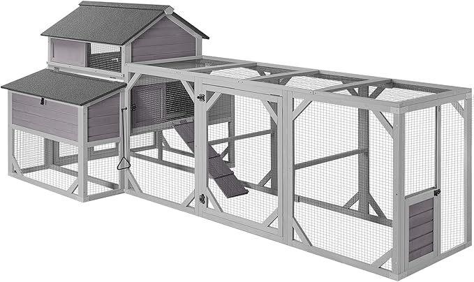 Aivituvin Large Chicken Coop 118" L Hen House Duck Cage for 8-10 Chickens 41.3 ft² with Spacious Run, 6 Nesting Box, 6 Raised Perches