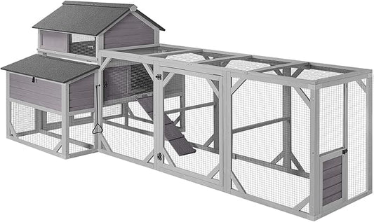 Aivituvin Large Chicken Coop 118" L Hen House Duck Cage for 8-10 Chickens 41.3 ft² with Spacious Run, 6 Nesting Box, 6 Raised Perches
