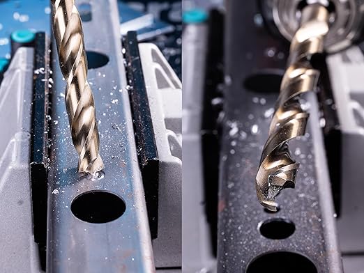 NordWolf 14-Piece M35 Cobalt Drill Bit Set for Stainless Steel, Hard Metals & Cast Iron, Jobber Length with 1/4" Hex Shank, SAE Sizes 1/16" to 3/8" in Storage Case