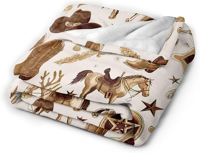 Western Blanket Soft Cozy Southwestern Flannel Throw Blanket Cowboy Decor Warm Lightweight Fleece Plush Bedding Stuff Blanket Gifts for Lover Kids Girls Boys Women Adults Bed Travel 50"x60"