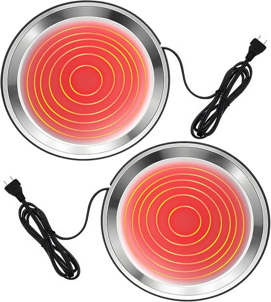 2 PCS Chicken Water Heater for Winter 110V 38W Poultry Drinker Heater Base Surface Temperature can Reach About 140 Fahrenheit Degree Chicken Waterer Electric Deicer Heated Base (10.8 Inch, Black)