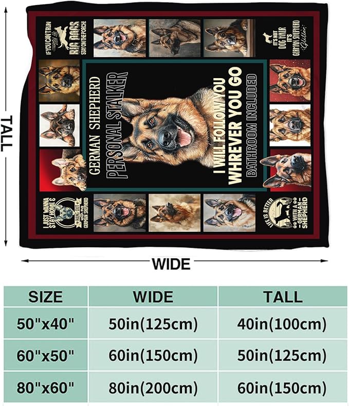 Dynova German Shepherd Blanket Cozy Plush Dog Lovers Gifts Throw Blankets Animal Fuzzy Flannel Fleece for Girls Boys Women Men 60"X50"