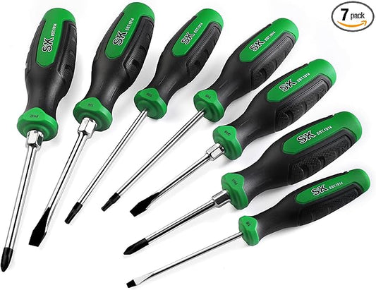 SK 7-Piece Magnetic Screwdriver Set, Includes Slotted/Phillip/Star Screwdrivers, S2 Steel, SureGrip Handle