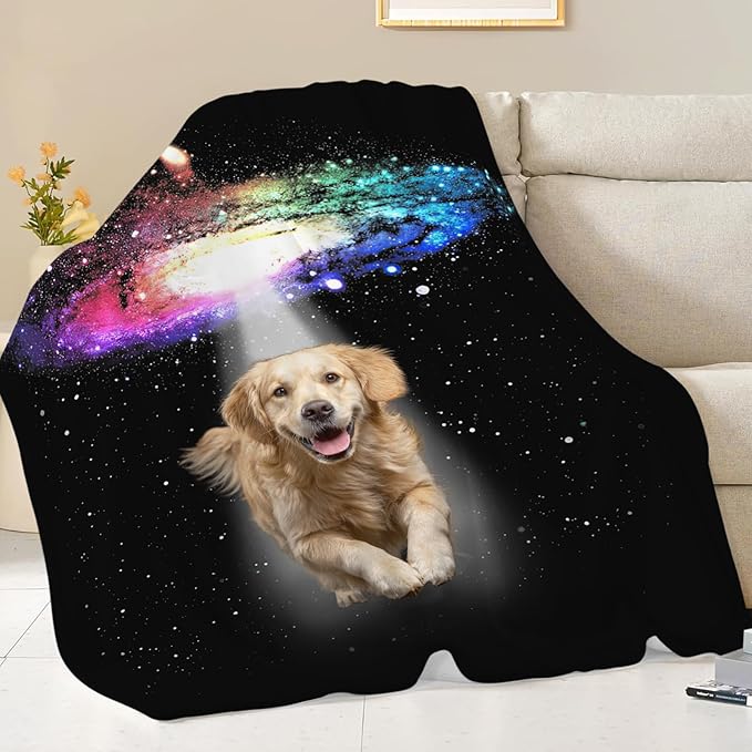 Dynova Golden Retriever Blanket Dog Lovers Gifts Cozy Plush Funny Galaxy Throw Blankets Fuzzy Flannel Fleece for Girls Boys Women Men 50"X40"