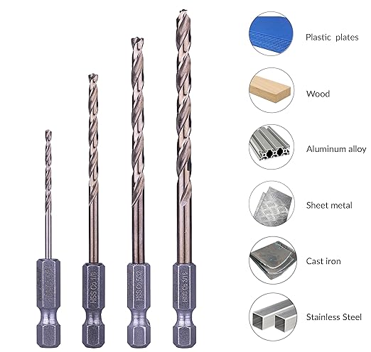 NordWolf 14-Piece M35 Cobalt Drill Bit Set for Stainless Steel, Hard Metals & Cast Iron, Jobber Length with 1/4" Hex Shank, SAE Sizes 1/16" to 1/4" in Storage Case