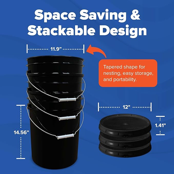 ePackageSupply 5 Gallon Bucket with Airtight Lid | Made in USA | Food Grade | Heavy-Duty Premium HPDE Plastic | Durable 90 Mil All Purpose Pail | Easy Stack and Store | BPA Free | 1 Count