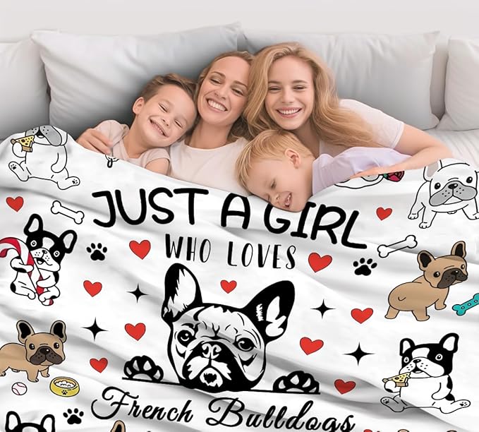 Funny French Bulldog Blanket Gifts for Women French Bulldog Lovers,Flannel Animal Stuff Pet Dog Throw Blanket Birthday for Girls Kids Men Adults 80"x60"