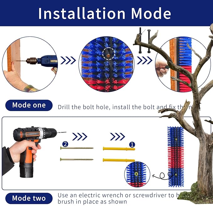 Livestock Scratch Brush With 8 Screws，Animal Back Scratching Brush for Cow,Cattle,Sheep, Horses,Pigs，Massage Grooming Tool(Blue, 2pcs)