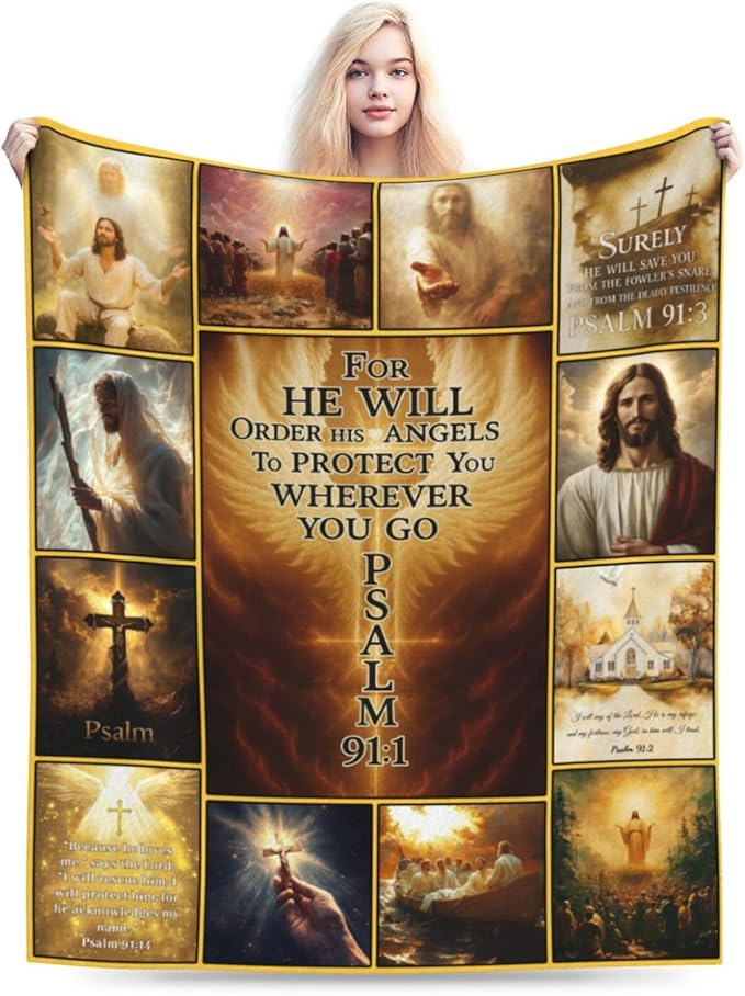 Christian Jesus Throw Blanket Christ Religious Flannel Blankets Bible Verse Fuzzy Plush Super Soft Cozy Warm Decor Gifts for Boys Girls Kids Adults Men Women 40" x 50"
