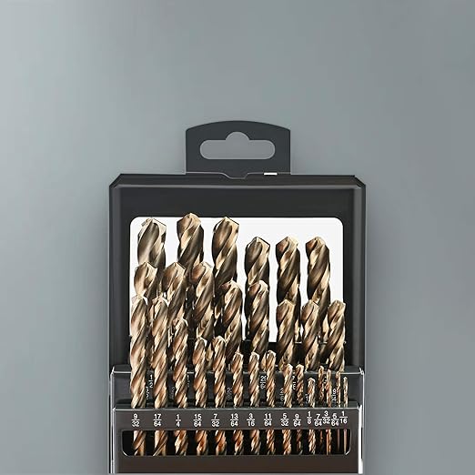 Lichamp 29-Piece HSS Cobalt Drill Bit Set (1/16" to 1/2") – M35 High-Speed Steel, 3-Flute Design for Drilling Hard Metals & Cast Iron – Includes Metal Case