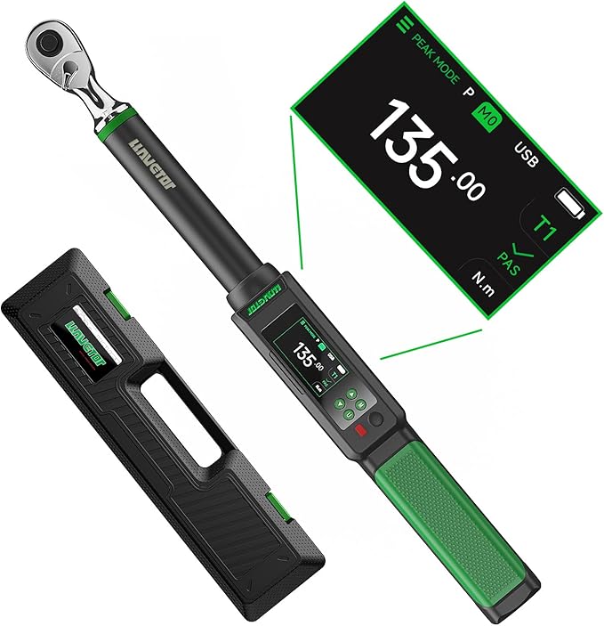 Digital Torque Wrench 3/8, 5-99.5 Ft-lbs/6.8-135N.m, ±2％ Torque Wrench with Buzzer & LED Indicator for Automotive Motorcycle & Bicycle