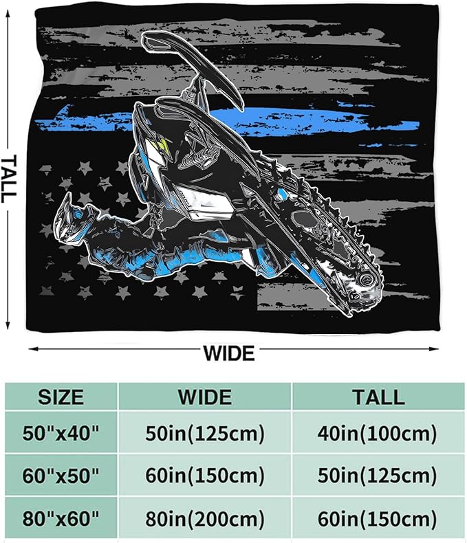 Snowmobile Blanket Gifts for Girls Boys Skiing Sports Throw Blankets Cozy Plush Fleece America Flag Flannel Fuzzy for Men Women 80"X60"