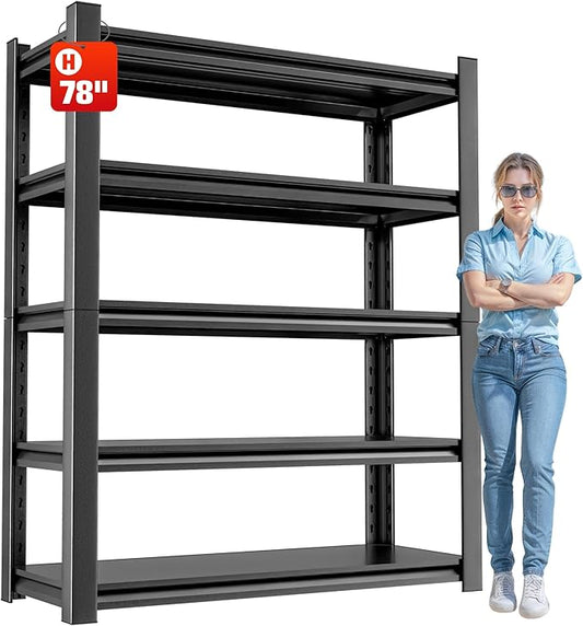 Metal Garage Shelving Unit, 5 Tier Heavy Duty Storage Shelf, Utility, and Industrial Use - Durable Metal Storage Rack Shelving, Garage Storage Shelf Organizer 16" D x40 W x78 H