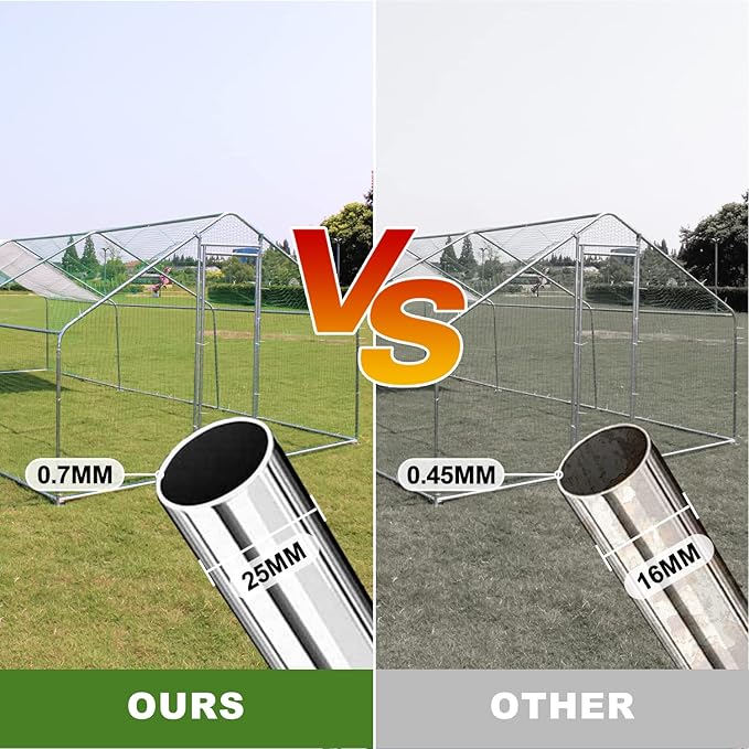 Chicken Coop Large Metal Chicken Coop for 15-20 Chickens with Waterproof and Anti-UV Cover,Premium Walk-in Poultry Cage for Chicken Run,Chicken House for Outdoor Farm Use(11.3'Lx9.8'Wx6.5'H)