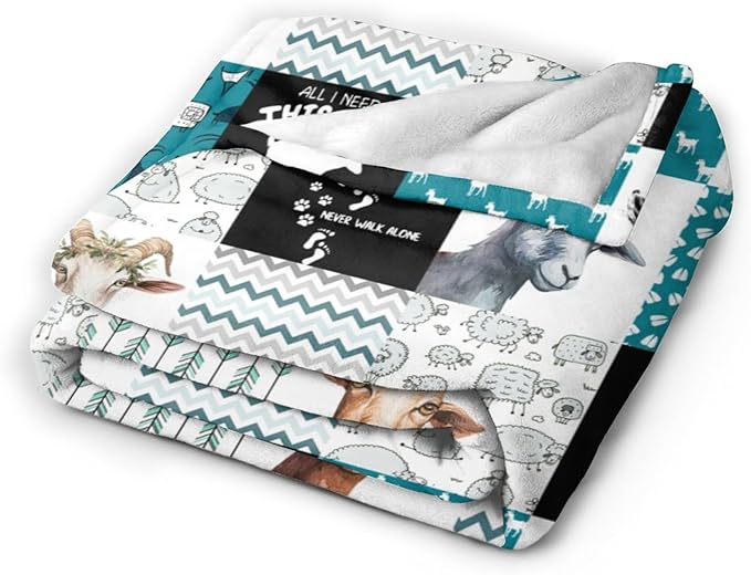 Goat Blanket Soft Warm Cute Goat Flannel Plush Throw Blanket Cozy Lightweight Sheep Fleece Bedding Stuff Animal Decor Blanket Gifts for Lover Girls Boys Kids Adults Women Bed Travel 50"x60"