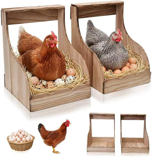 2 Pack Wooden Chicken Nesting Box for Laying Eggs, Hen Nesting Box Wall Mount for Chicken Coop, Versatile Use for Hens, Ducks, Chickens, Easy to Assemble