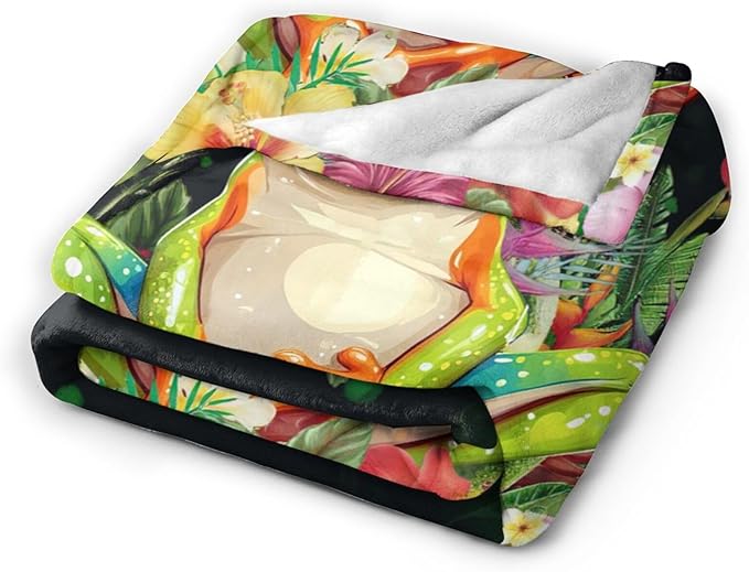 Frog Blanket Super Cozy Soft Animal Throw Warm Plush Fluffy Stuff Gifts for Women Girls Fleece Flannel Gift Blankets for Kids Adults 80"X60"