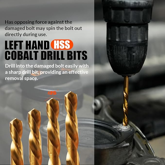 35 Pcs Screw Extractor and Left Hand Drill Bits Set, Easy Out Screw Extractor Kit with HSS Steel Reverse Drill Bit for Broken Nuts, Stripped Bolts Remove
