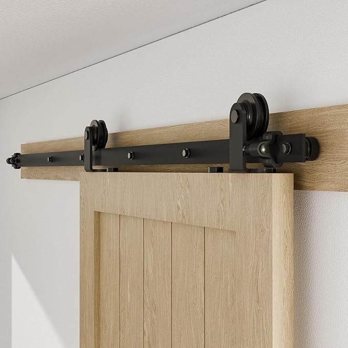 60" Sliding Barn Door Hardware Kit,Heavy Duty Top Mount Barn Door Track Kit,Black T Shape Hanger Set for Single Door Use