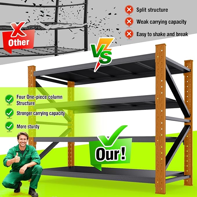 70''W Garage Shelving Heavy Duty 5-Tier Adjustable Storage Shelves Unit,7000 LBS Metal Utility Rack Shelf for Industries, Warehouses, Basement,Black (70''H x 70''W x 24''D)