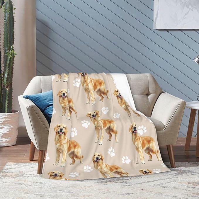 Golden Retriever Dog Throw Blanket Golden Retriever Dog Lover Flannel Blankets Fuzzy Plush Super Soft Cozy Warm Decor Gifts for Boys Girls Kids Adults Men Women 60" x 80"