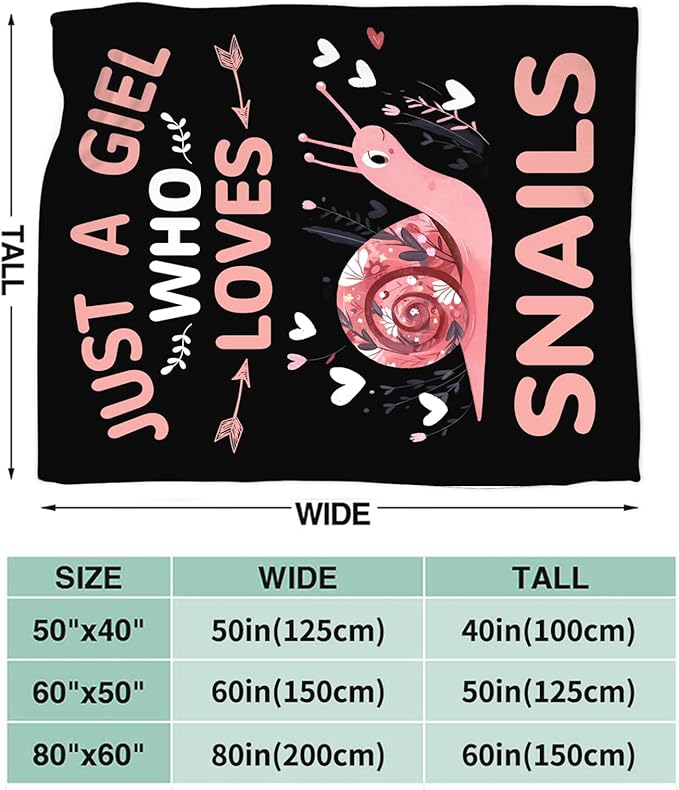 Snails Blanket Gifts for Girls Women Snail Stuff Throw Blankets Cozy Plush Fleece Flannel Fuzzy for Bed Decor 50"X40"