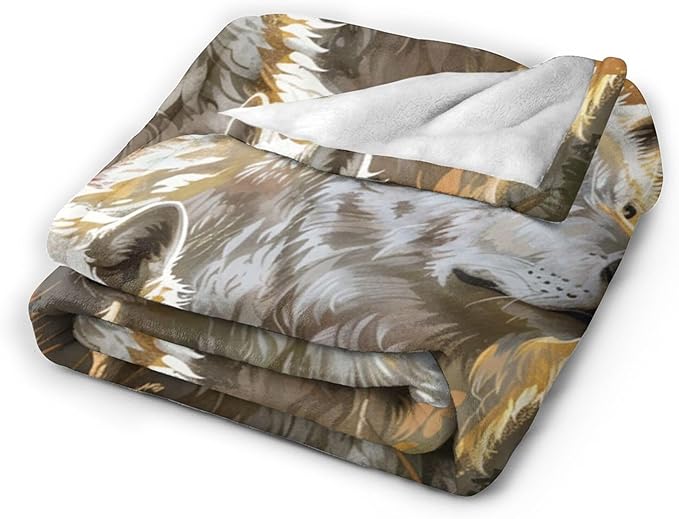 Wolf Eagle Blanket Wolf and Eagle Throw Blanket Wolf Gifts and Decor Eagle Blanket for Women Men Kids Adults Soft Warm Cozy Fleece Blanket for Couch Sofa Bed 60"x50"