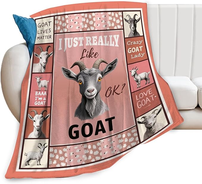 Goat Blanket, Soft Plush Fleece Farm Animal Throw Blanket - Cozy Warm Stuffed Blankets Bedding Goat Gifts for Women Girls Kids Adults 40"X50"